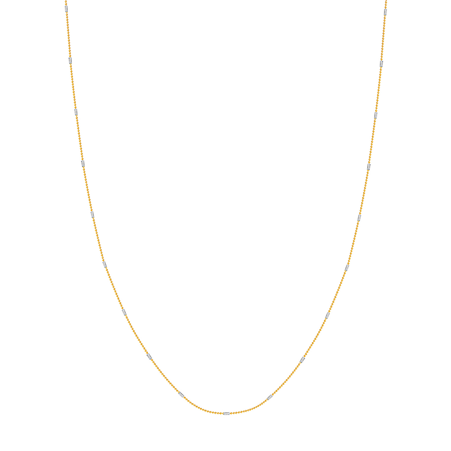 14 Karat Two Tone Gold Saturn Barrel Chain