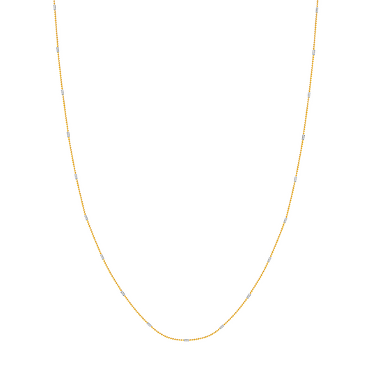 14 Karat Two Tone Gold Saturn Barrel Chain