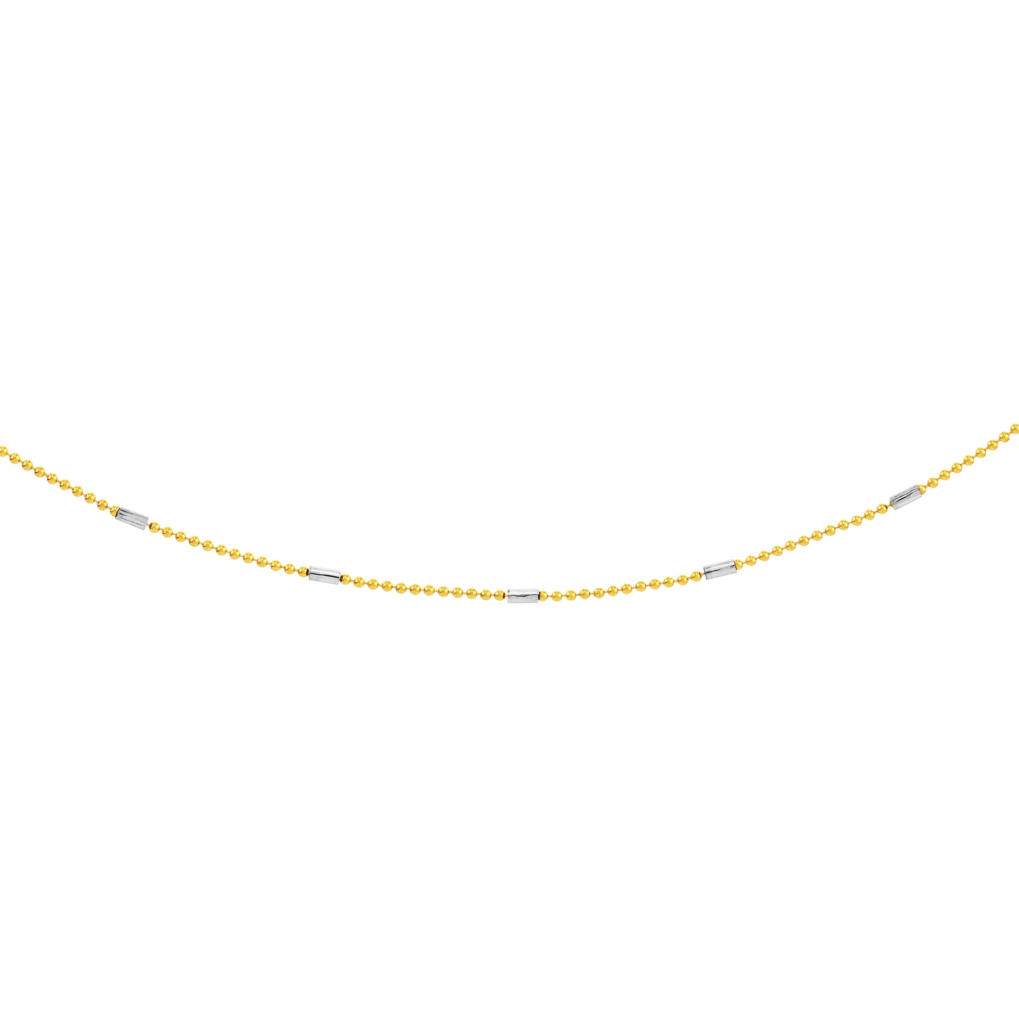 14 Karat Two Tone Gold Saturn Barrel Chain