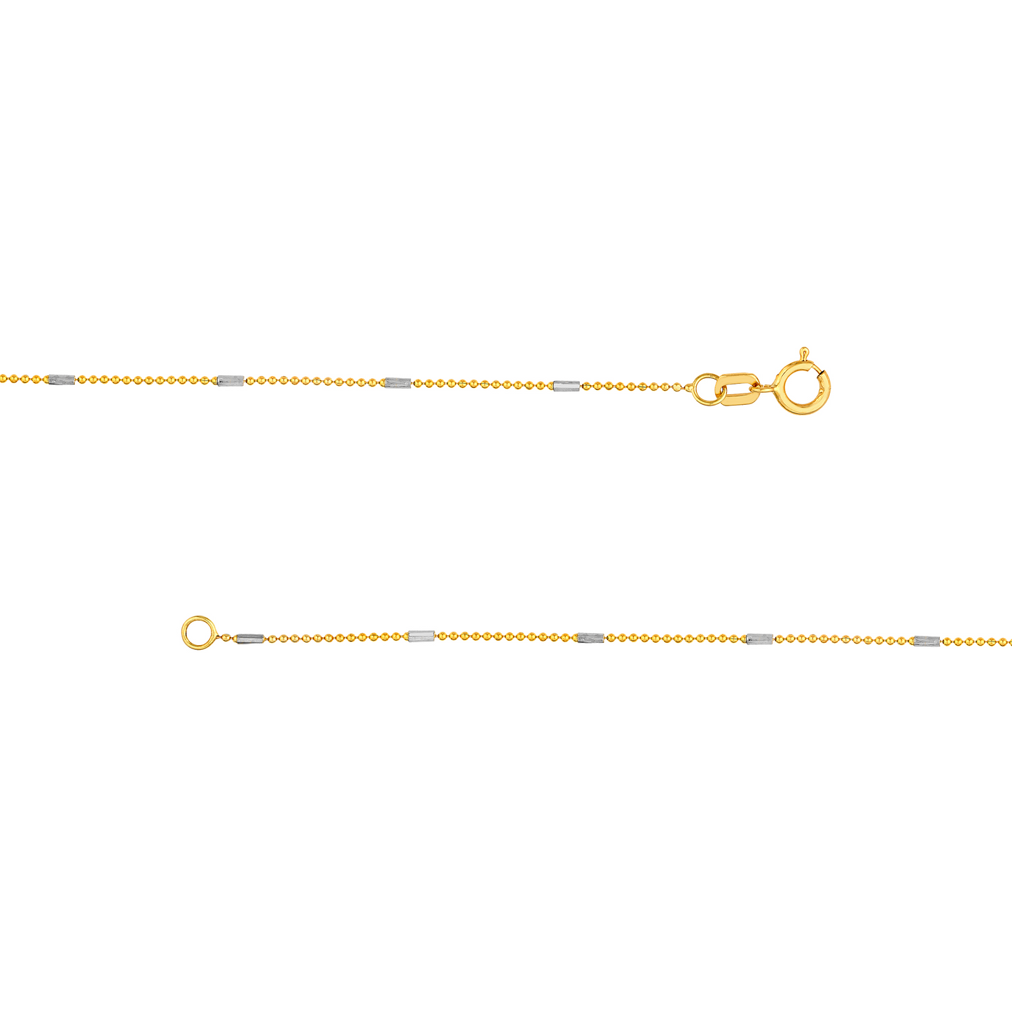 14 Karat Two Tone Gold Saturn Barrel Chain