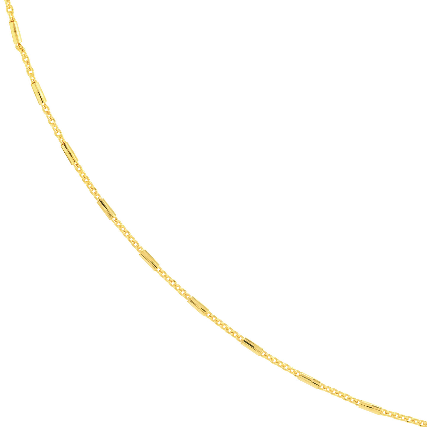 14 Karat Yellow Gold Barrel Bead & Cable Chain