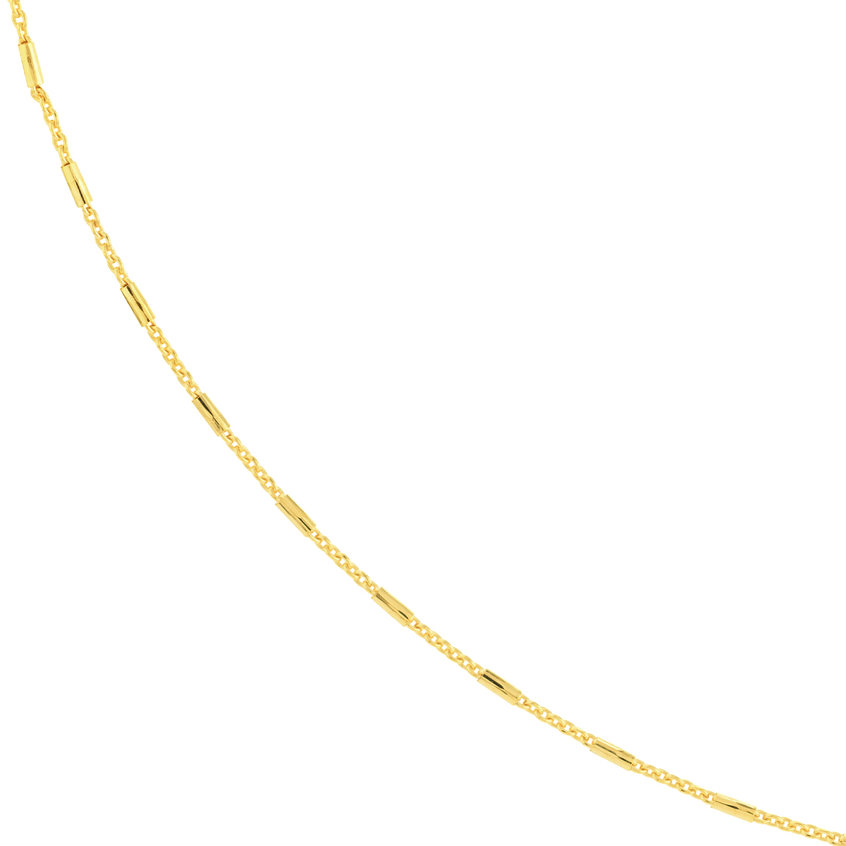 14 Karat Yellow Gold Barrel Bead & Cable Chain