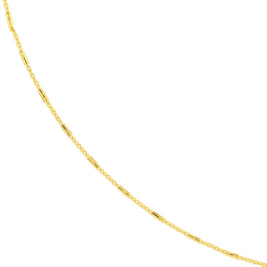 14 Karat Yellow Gold Barrel Bead & Cable Chain