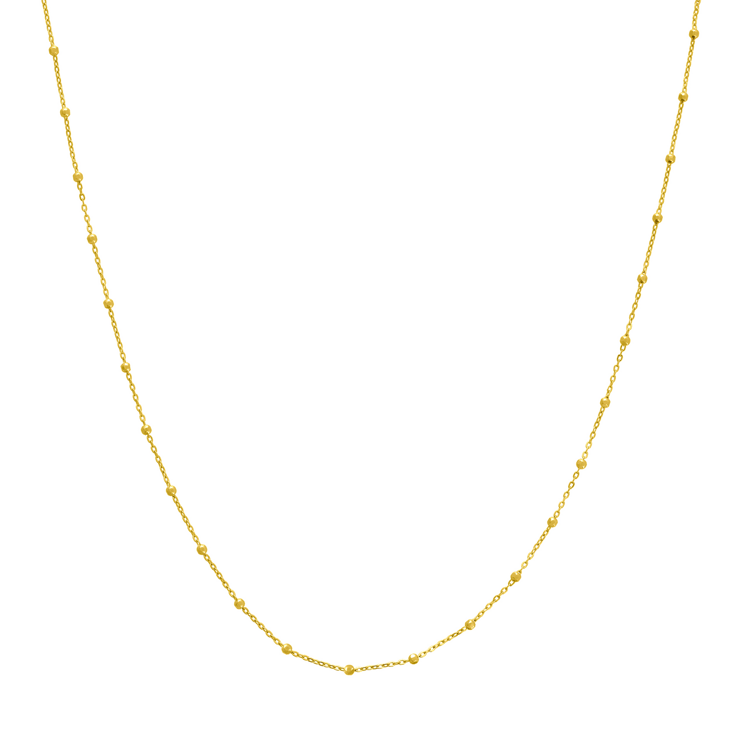 14 Karat Yellow Gold Faceted Bead Saturn Chain
