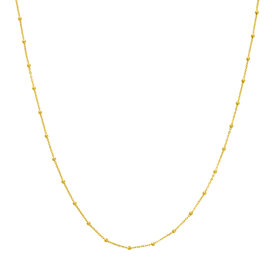 14 Karat Yellow Gold Faceted Bead Saturn Chain