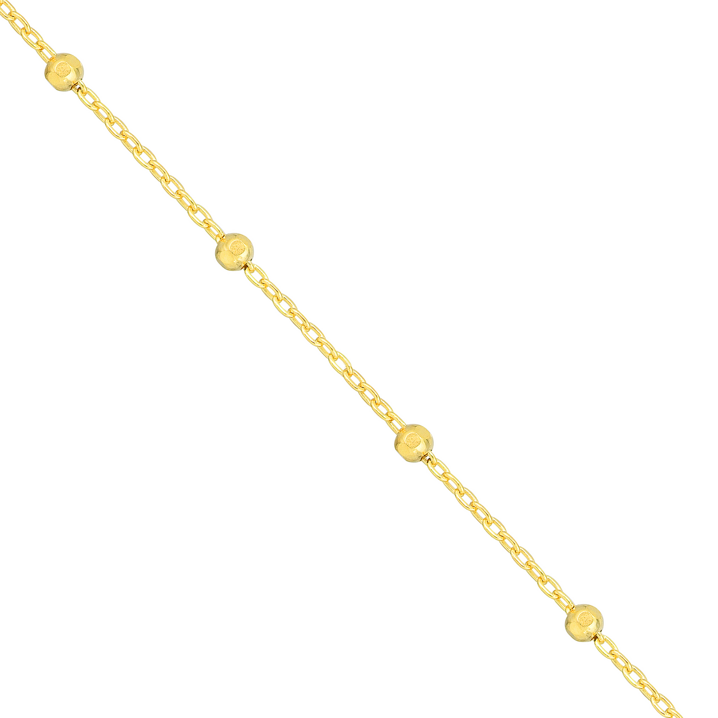 14 Karat Yellow Gold Faceted Bead Saturn Chain
