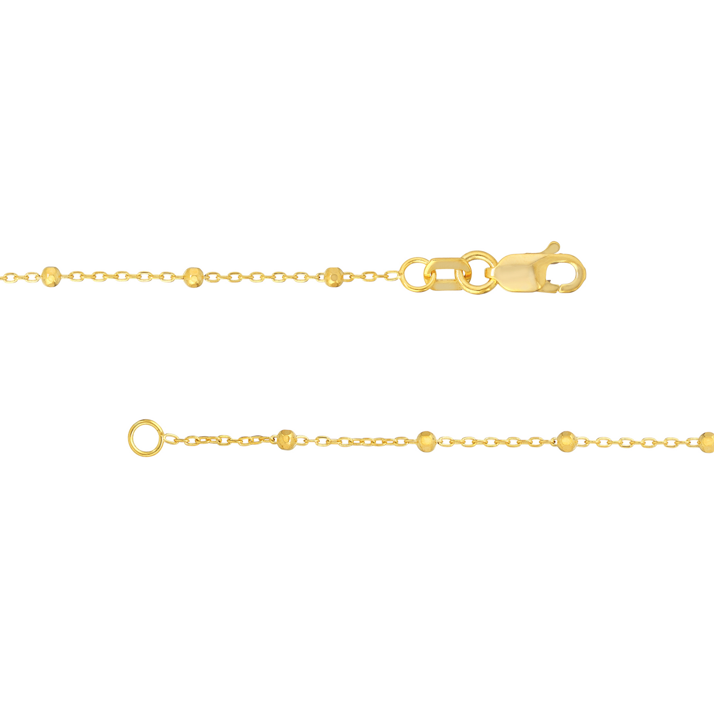 14 Karat Yellow Gold Faceted Bead Saturn Chain