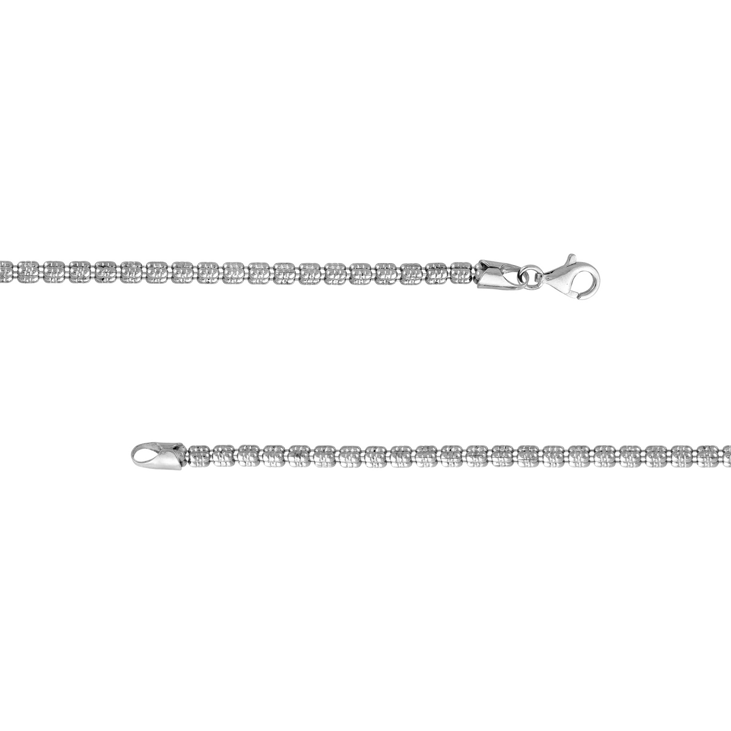 Sterling Silver Diamond Cut 3.6mm Ice Chain 8" Bracelet
