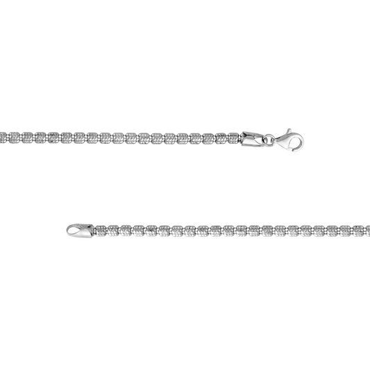 Sterling Silver Diamond Cut 3.6mm Ice Chain 8" Bracelet