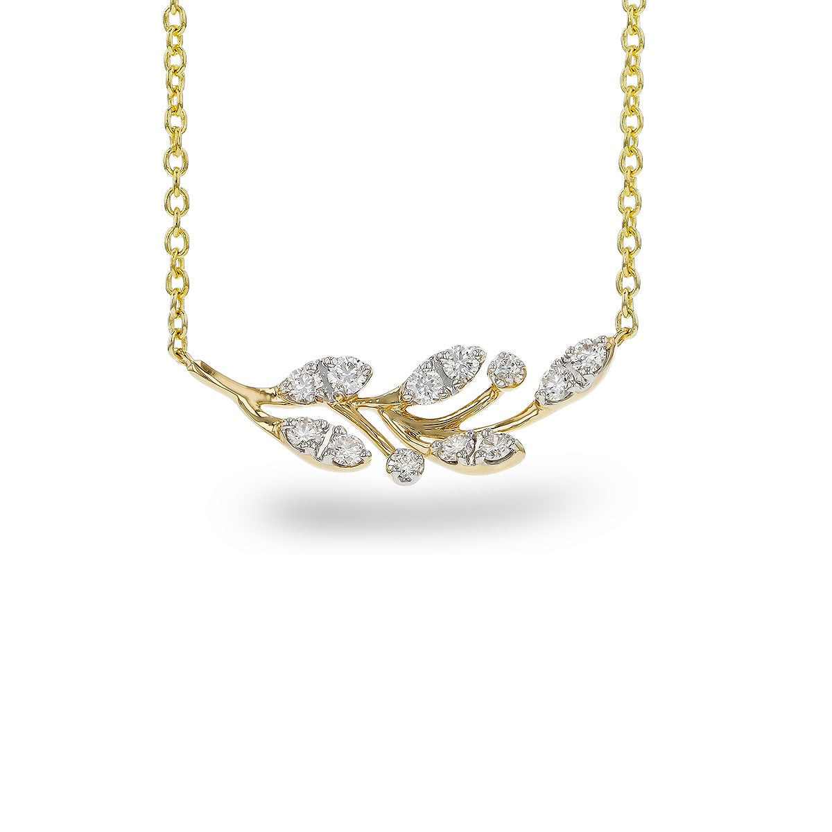 14K Leaf Diamond Necklace