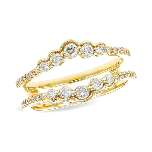 14 Karat Yellow Gold Diamond Half Bezel Ring Guard Wedding Band