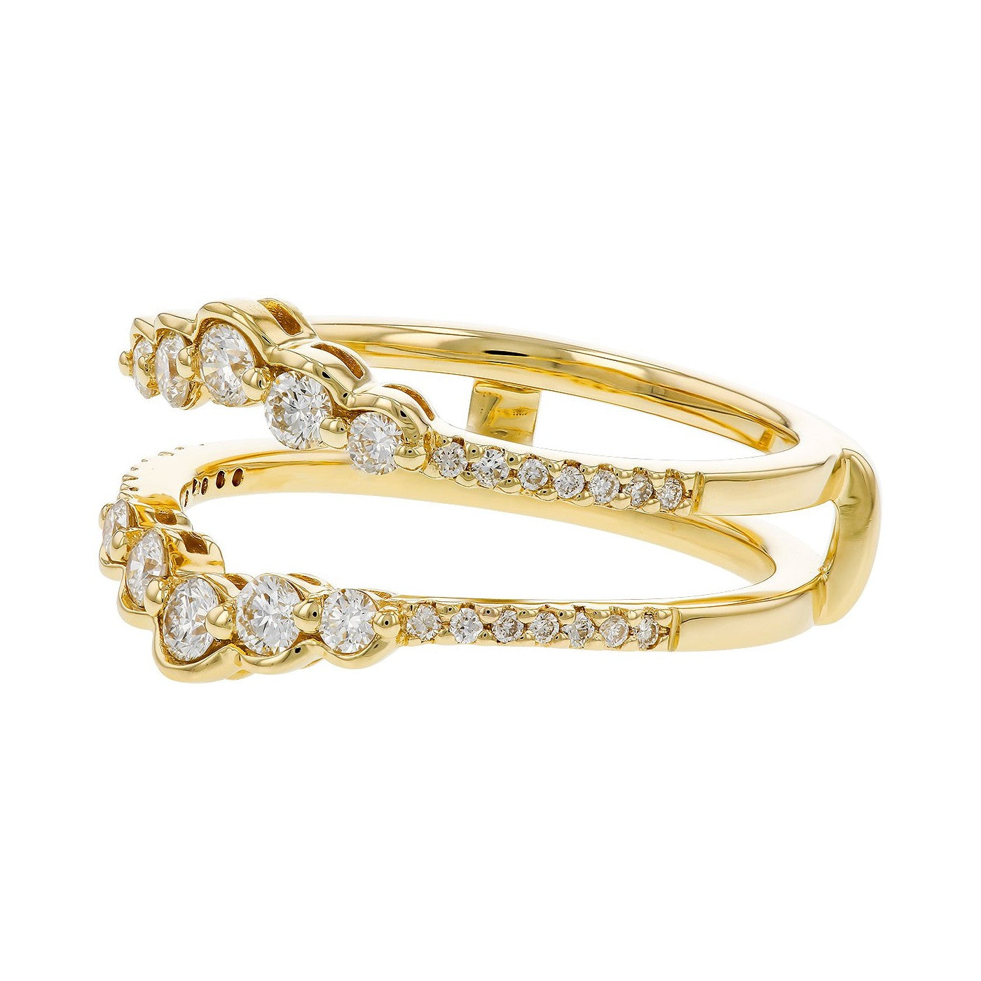 14 Karat Yellow Gold Diamond Half Bezel Ring Guard Wedding Band