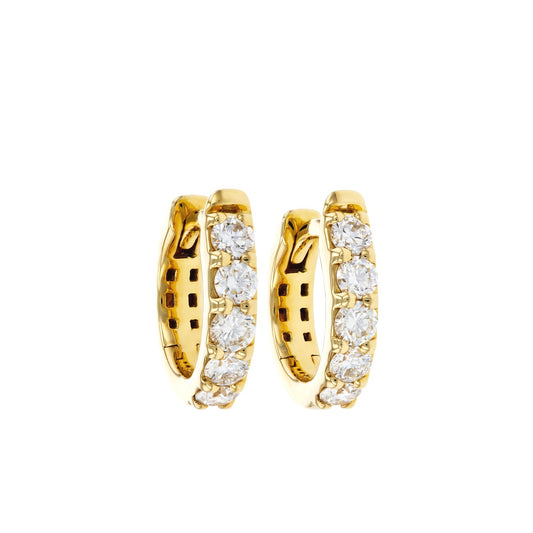 14KY 13mm Diamond Huggie Hoop Earrings