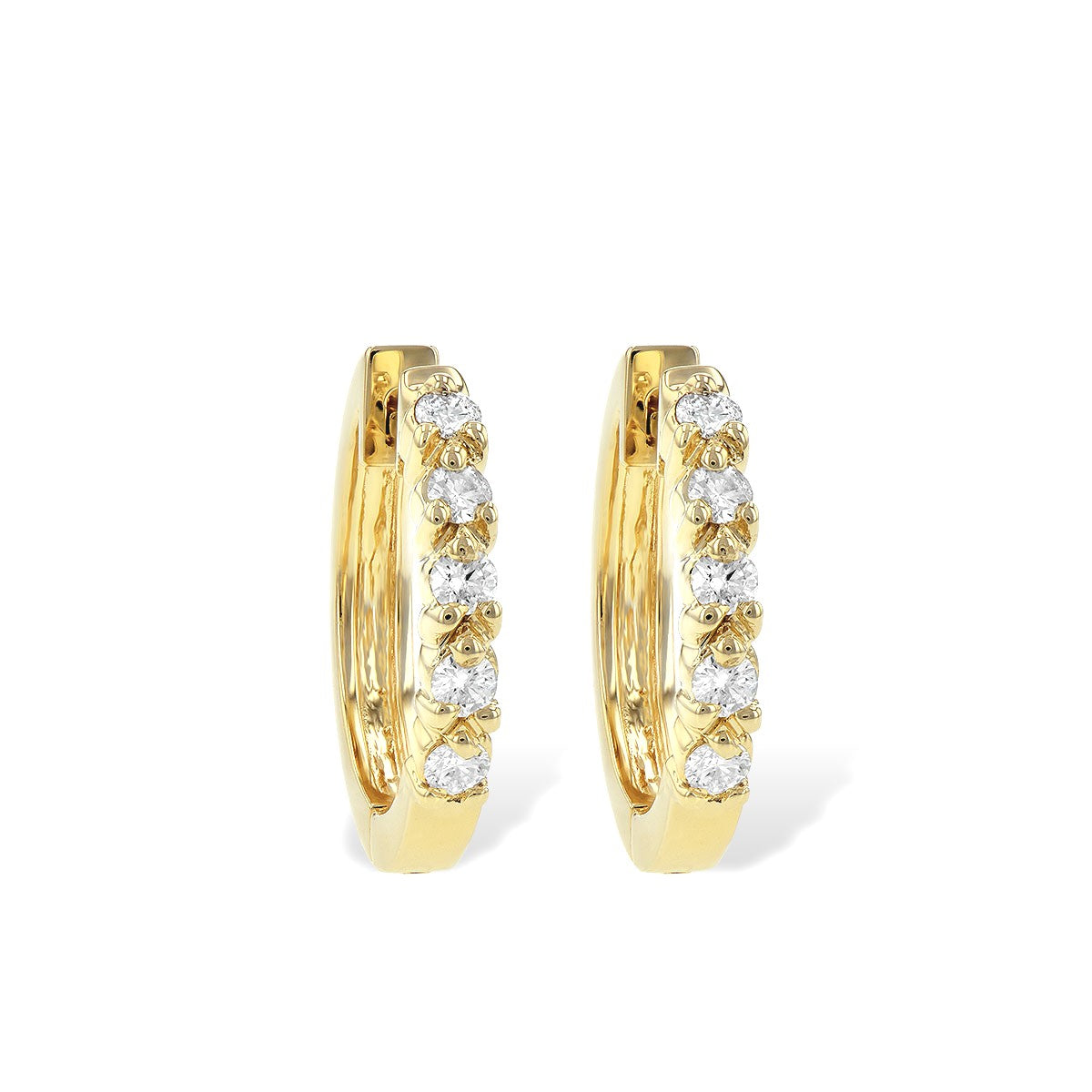 14 Karat Yellow 0.25ctw Diamonds Huggie Hoop Earrings