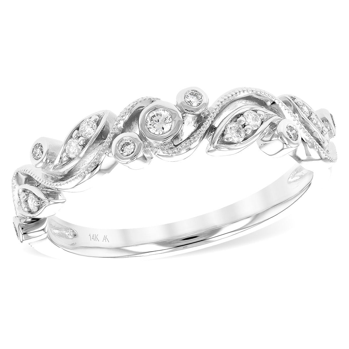 14K Vintage Inspired Filigree Diamond Wedding Band