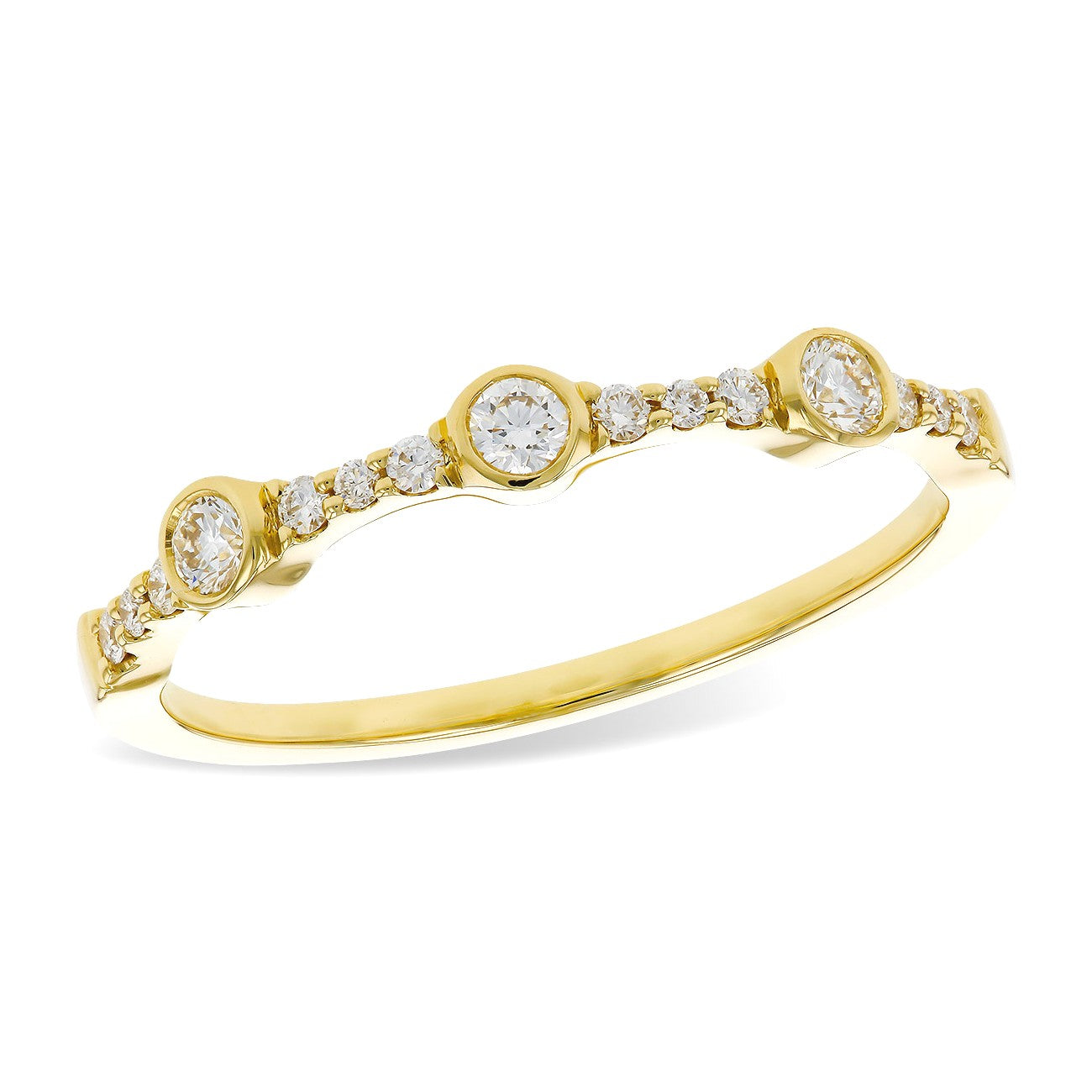 14K Bezel Pattern Diamond Wedding Band