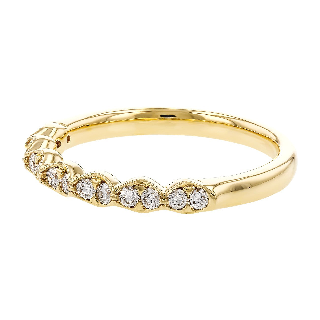 14K Cup Scallop Diamond Wedding Band