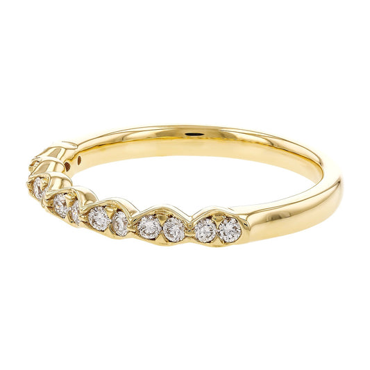 14K Cup Scallop Diamond Wedding Band