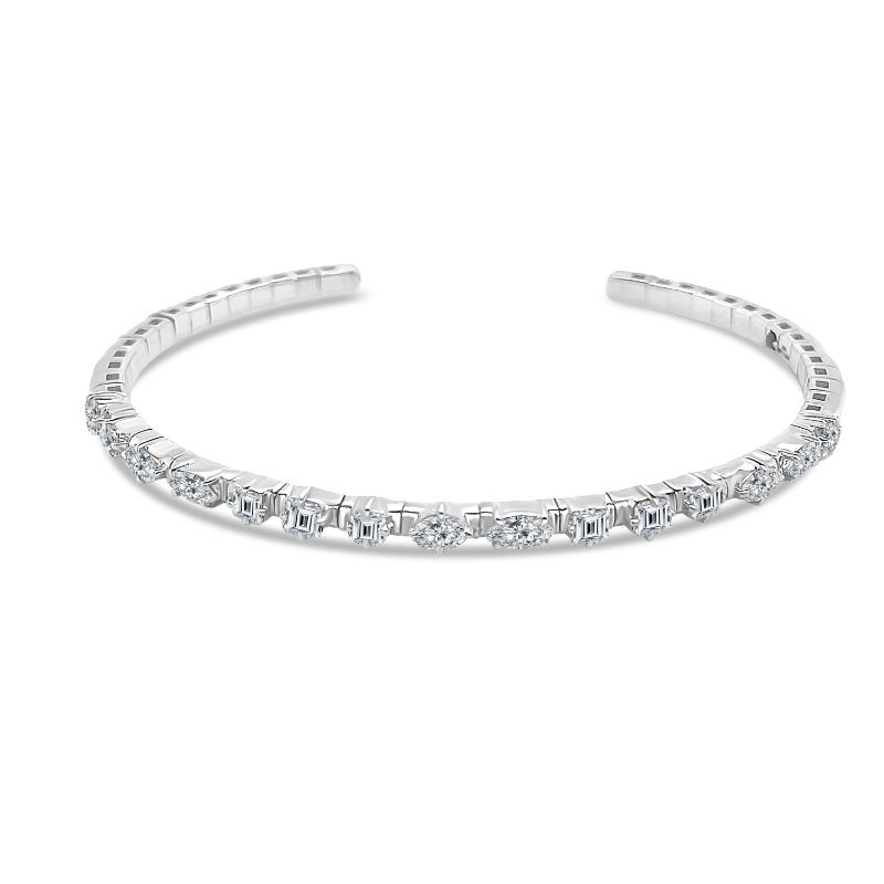 14K Mixed Shape Diamond Flexi Cuff Bracelet