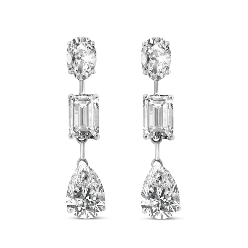 10K Multi-Shape Lab Grown Diamond Drop Earrings