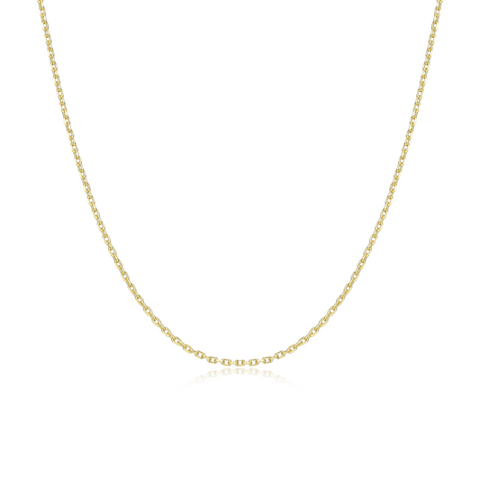 14K Gold-Plated Faceted Crossed Diamond-Cut Cable Chain