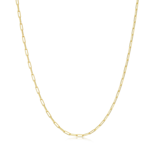 18K Gold Plated Layering Diamond-Cut Paperclup Cable Chain