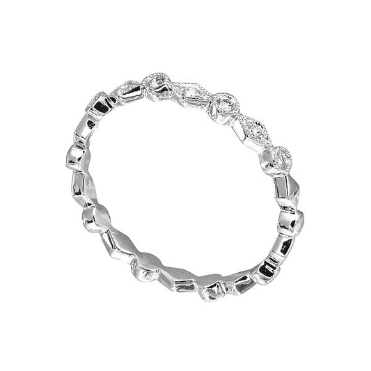 18 Karat White Gold Diamond Pattern Wedding Band