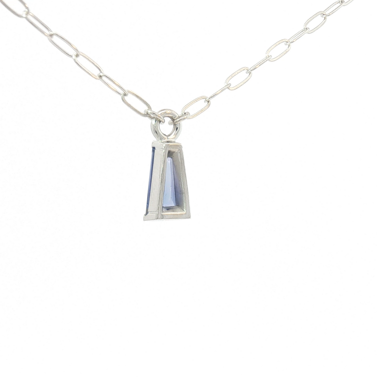 14K Kettlebell Tapered Baguette Purple Sapphire Necklace