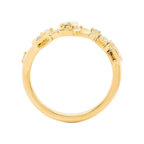 14K Milgrain Branch Marquise & Round Diamonds Wedding Band