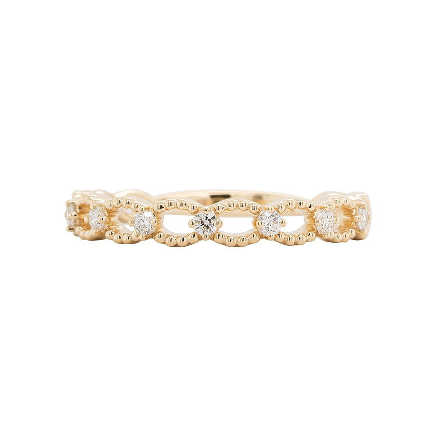 14K Milgrain Chain Diamond Stackable Band