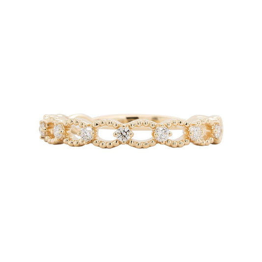 14K Milgrain Chain Diamond Stackable Band