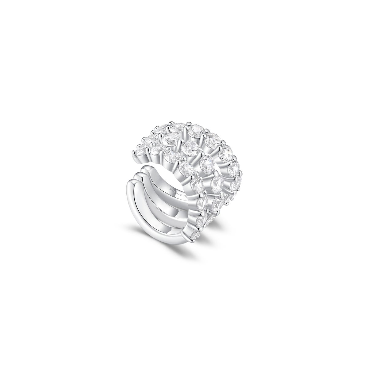 Sterling Silver Triple Wrap CZ Pave Ear Cuff