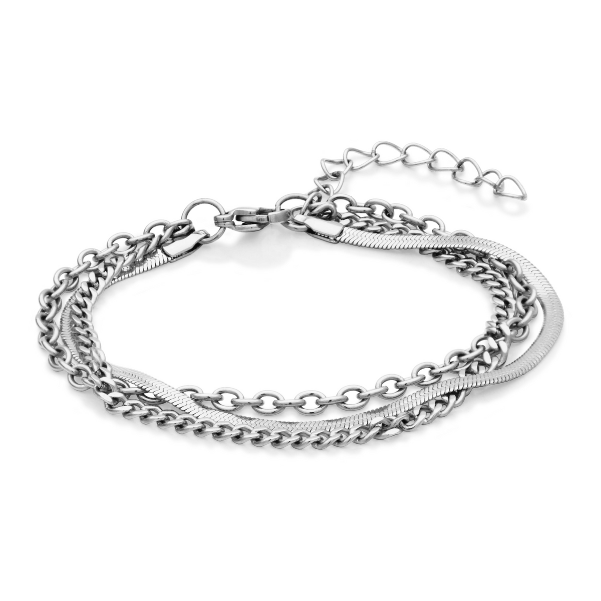Stainless Steel Triple Chain Bracelet