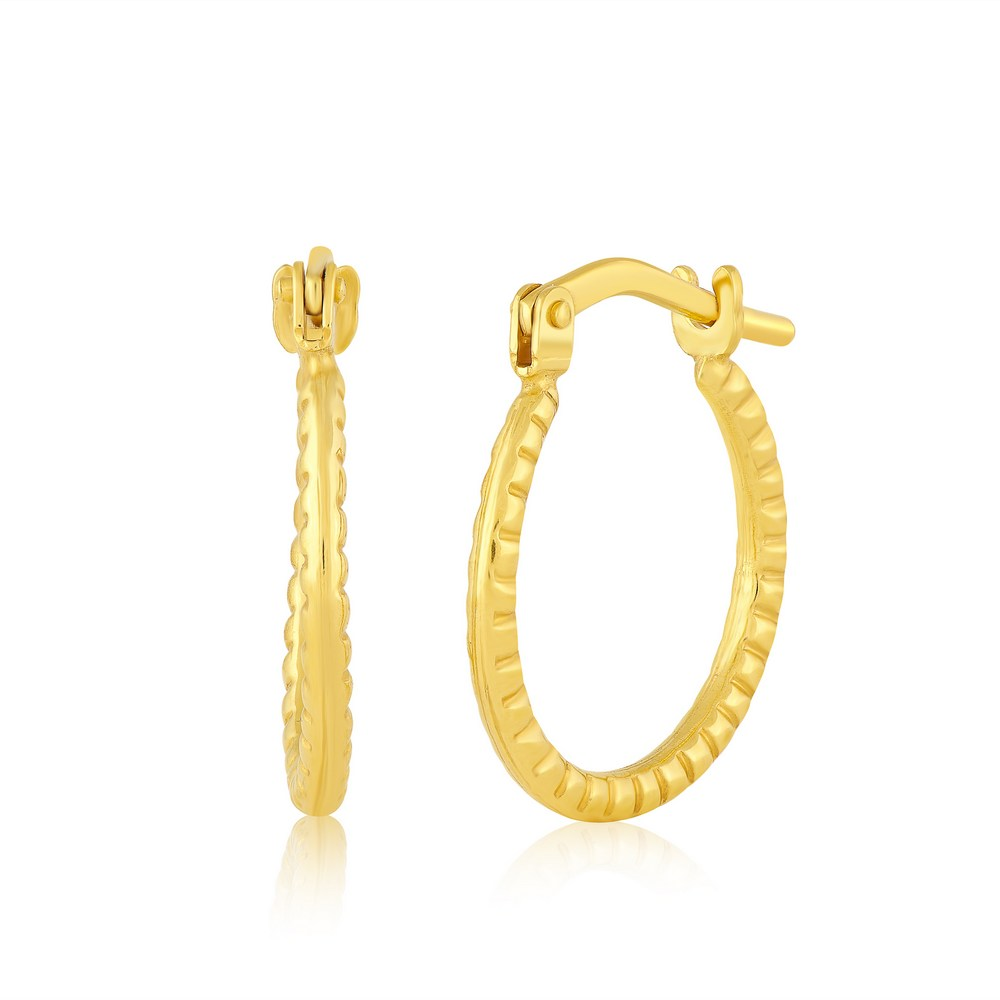 14K Gold-Filled 14mm Lined Puffed Hoop Earrings