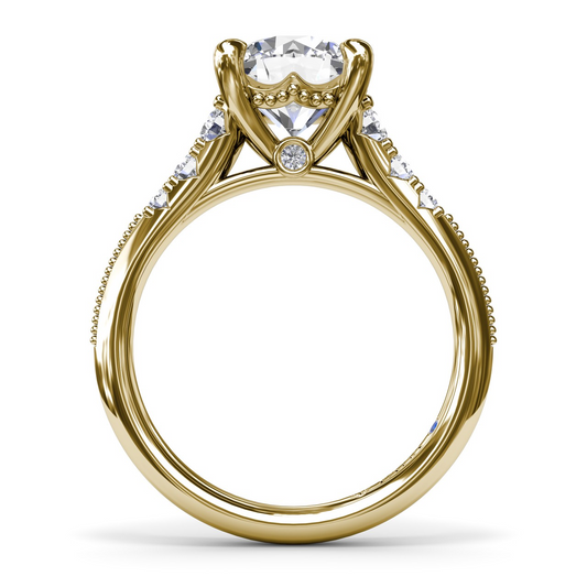 14K Delicate Milgrain Knife-Edge Diamond Semi-Mount Engagement Ring