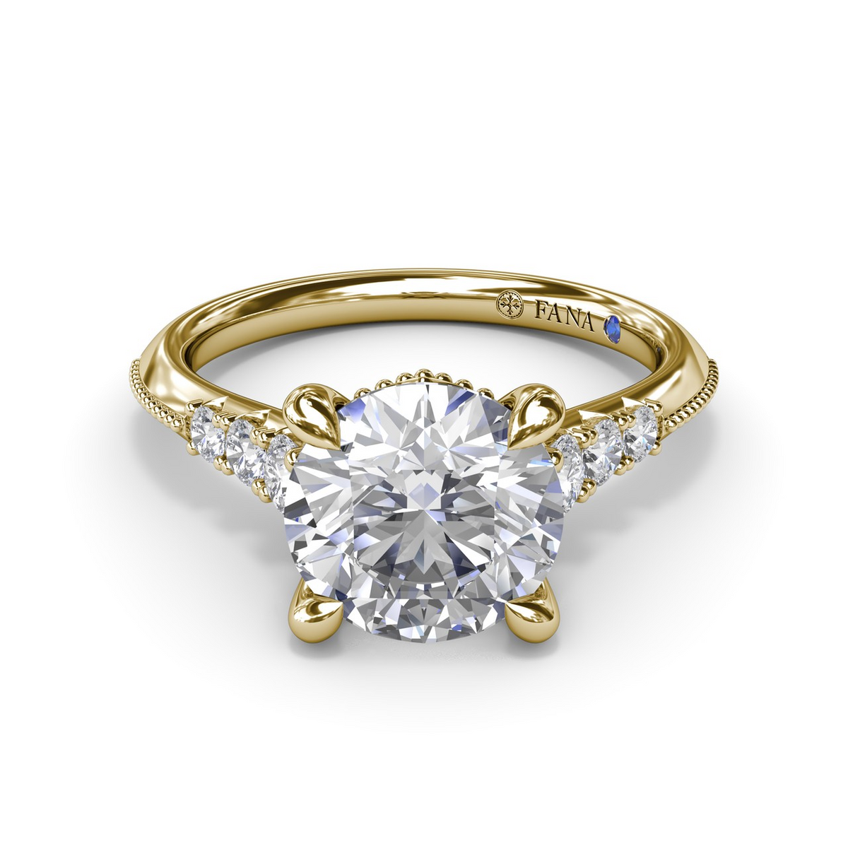 14K Delicate Milgrain Knife-Edge Diamond Semi-Mount Engagement Ring
