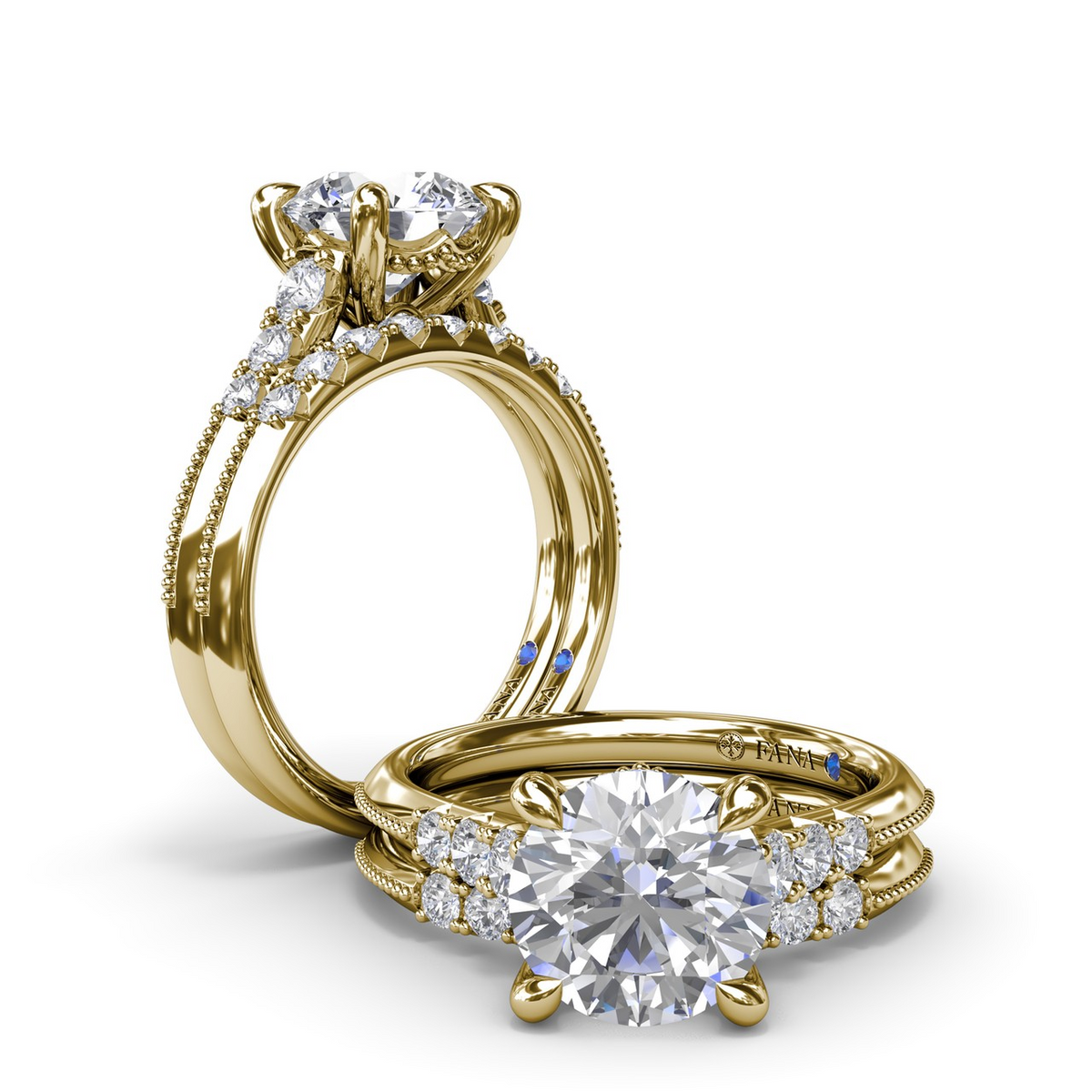 14K Delicate Milgrain Knife-Edge Diamond Semi-Mount Engagement Ring