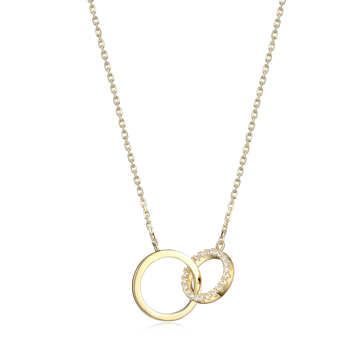 18K Gold-Plated CZ Double Circle Hug Necklace
