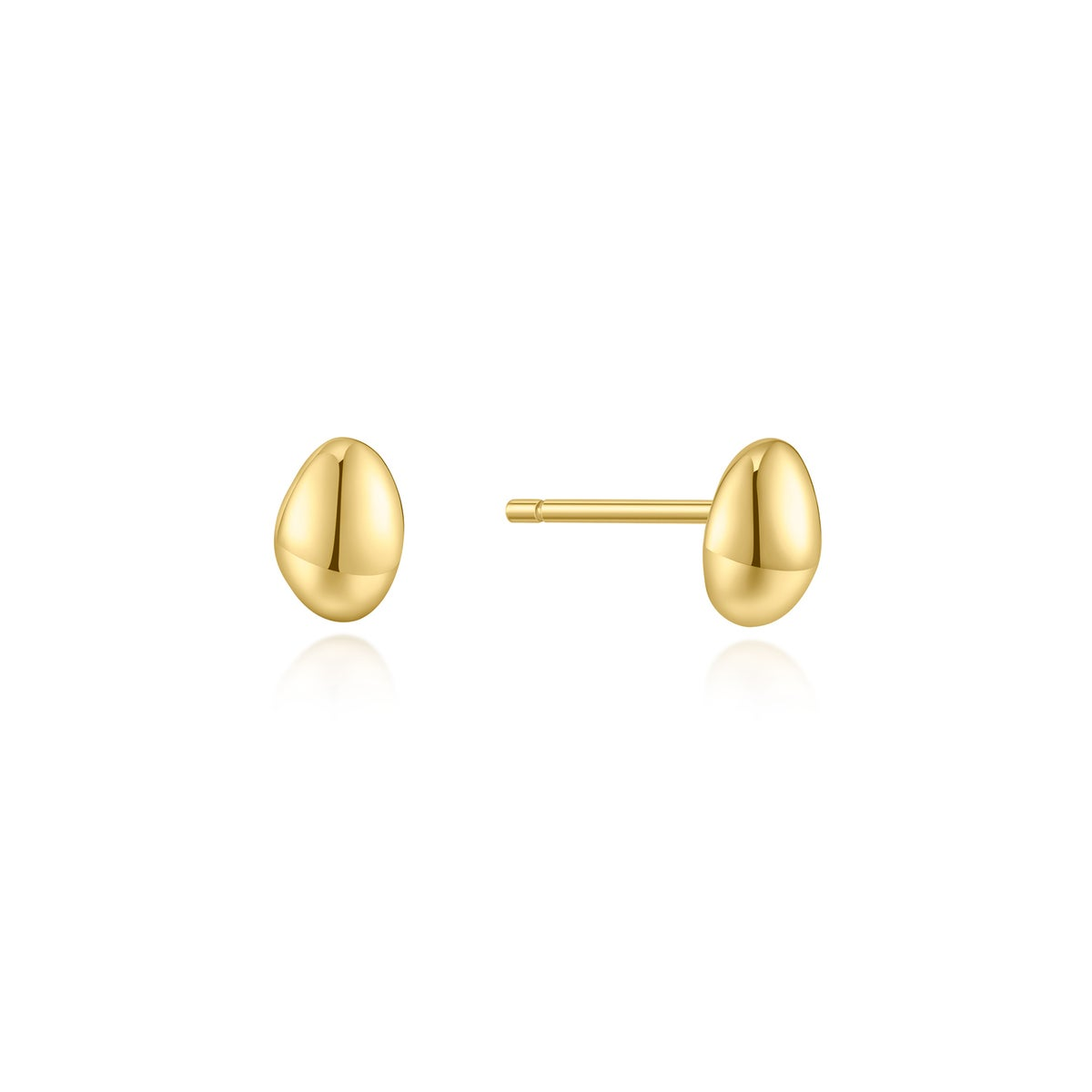 Sterling Silver 14K Gold Plated Pebble Stud Earrings
