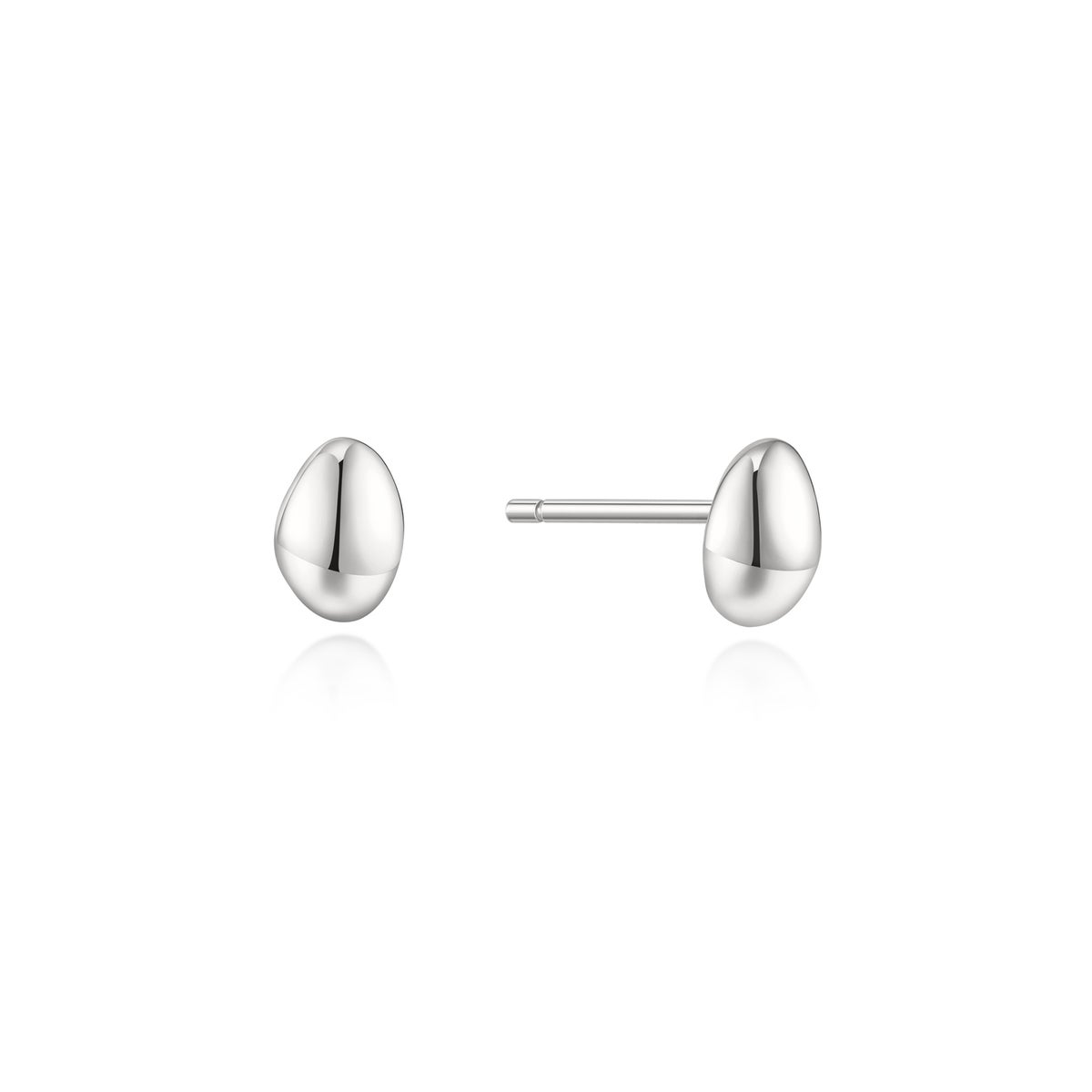 Sterling Silver Rhodium Plated Pebble Stud Earrings