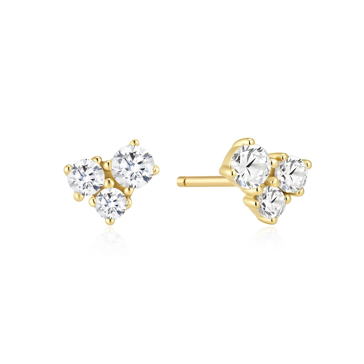 14K Gold Plated Graduated Trinity Earrings