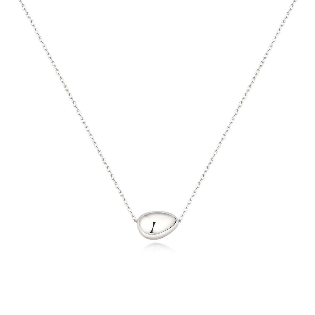 Sterling Silver Rhodium-Plated Pebble Necklace