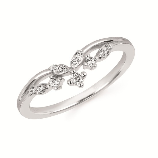 14K Diamond Accented Contour Wedding Band