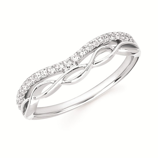 14K Curved Twist Diamond Wedding Band