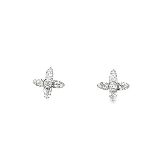 14 Karat White Gold Diamond X Stud Earrings