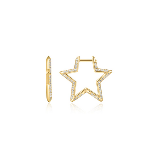Gold Plated CZ Star Hoop Earrings