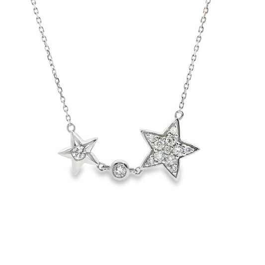 14K Linked Stars Diamond Necklace