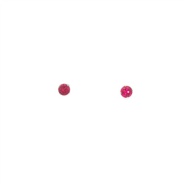 14K Round Ruby Stud Earrings