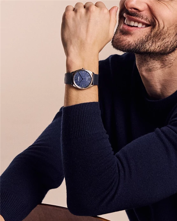 Citizen Blue Leather & Stainless Steel Watch