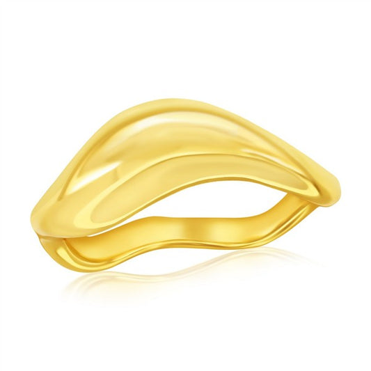 Sterling Silver 14K Gold Plated Puffed Wavy Ring